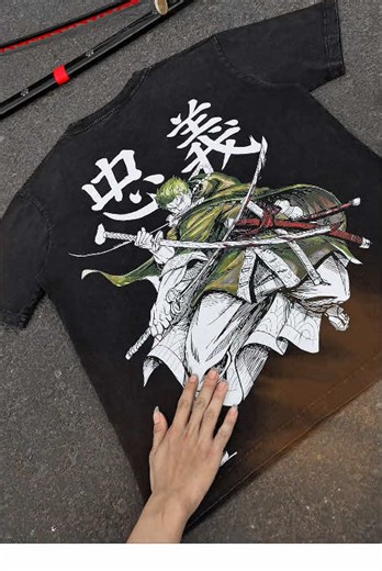 Santoryu blade style in bold anime streetwear form.#RoronoaZoro #SantoryuBlade #OnePiece #OnePieceAnime #RoronoaZoroShirt