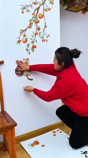 Self-adhesive Persimmon Auspicious Wall Stickers #Wall Decoration#diy