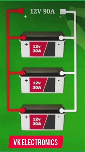 How to Connect 3 x 12V 30A Batteries in Parallel to Get 12V 90A#viral