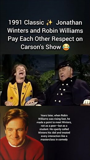 1991 Classic ✨️ Jonathan Winters and Robin Williams Pay Each Other Respect on Carson's Show 😂