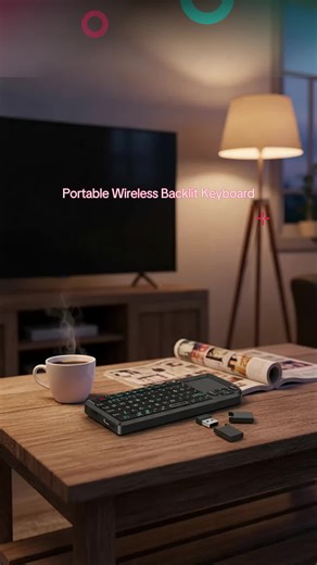 Mini Wireless Keyboard, Portable Rechargeable 2.4G Backlit Keyboard with Touchpad for PC, Mac and Smart TV