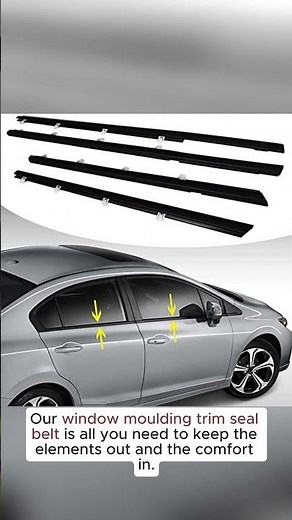 4PCS Weatherstrip Window Moulding Trim Seal Belt Replacement for Civic 2012-2015 Sedan Black