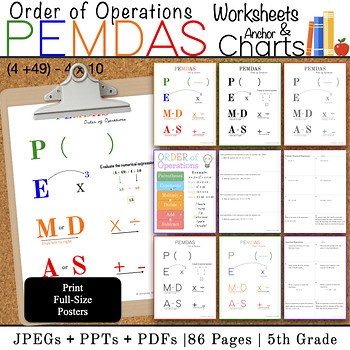Order of Operations – PEMDAS Anchor Charts & Practice Worksheets