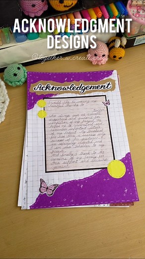 Acknowledgment Designs For School Projects 🎀✨ #togetherwcreativeness #acknowledgement #shorts