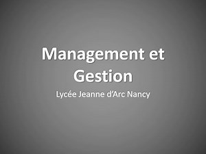 Enseignement optionnel de Management et Gestion en classe de seconde