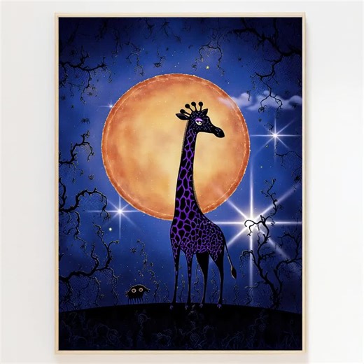 Moonlit Giraffe Print: Whimsical Starry Night Nursery Art (digital Download) - Etsy