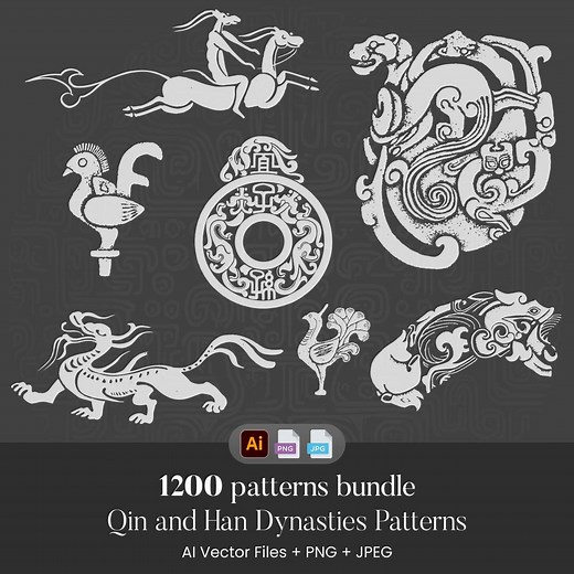 Ancient Chinese Patterns: Qin & Han Dynasty Vector Designs (AI, PNG, EPS) - Etsy