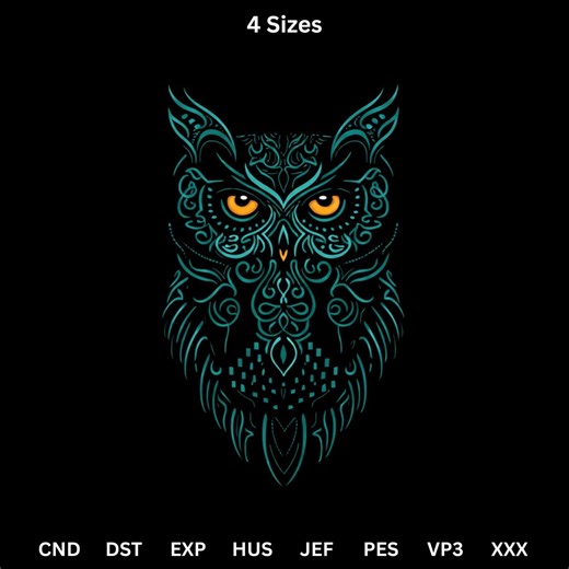 Owl Machine Embroidery File | Decorative Mandala Owl Design | Modern Owl Machine Embroidery | Instant Download - Etsy