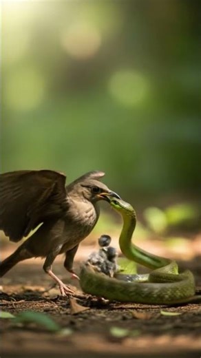 Brave Bird Saves Its Babies from Snake 🐦🐍 | Nature Survival | Shorts