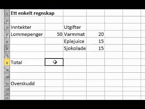 Enkelt regnskap på Excel