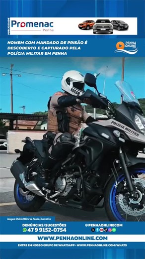 Penha Online • Notícias de Penha/SC • Beto Carrero e praias! on Instagram: "Um homem com mandado de prisão em aberto foi detido pela Polícia Militar em Penha. A prisão ocorreu quando uma guarnição realizava rondas pela Rodovia Paulo Stuart Wright (SC-414/Variante) e avistou dois homens em atitude suspeita ao lado de uma conveniência próxima a um bar. Ao perceberem a aproximação das motocicletas policiais, os suspeitos tentaram se esconder, mas já haviam sido notados. Durante a abordagem, ambos f