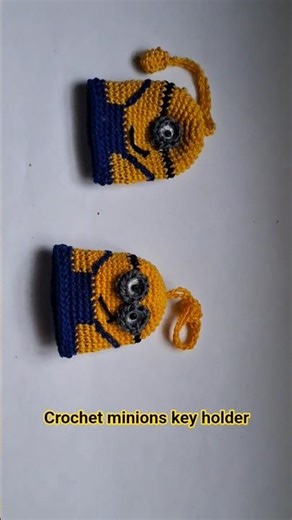 crochet minion keyholder #crochetkeychain #minions #craft #diy