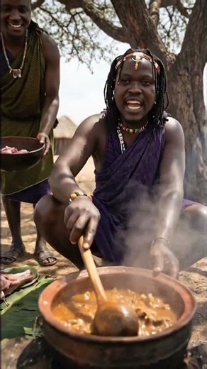 Zulu Tribe Cooking Buffalo Meat 🔥 Primitive African Feast! #tribalcooking
