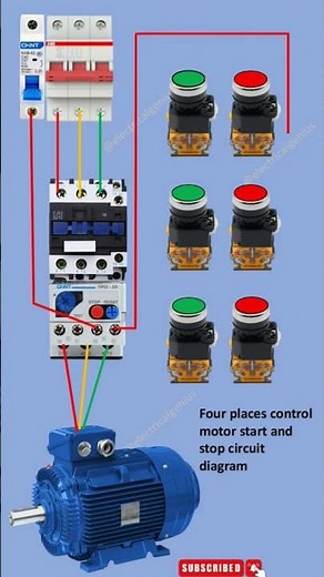 3 places motor control switch circuiT diagram ‪@Electricalgenius‬ #electricalengineering