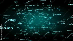Data and computer network connections. An abstract background of internet connections. Green version. Seamless loop. Available in multiple color options. 4K