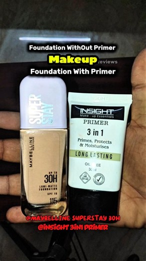 Foundation With Primer vs Without Primer 🔥 Maybelline Super Stay 30H Review #shorts