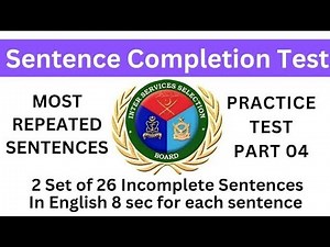Sentence Complition Practice Test | most repeated words | ISSB | SSB | Psychologist test