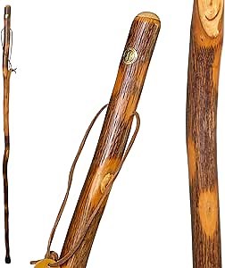 Brazos Rustic Wood Walking Stick, Hickory, Traditional Style Handle, for Men & Women, Made in The USA