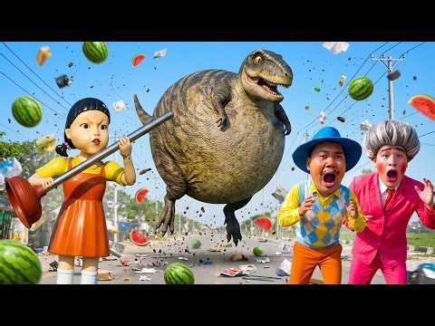 Squid Game Doll Rescue Big Belly Dinosaur! 🦖 Funny Animal Pranks & Stories Live Action Cartoon