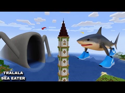 SURVIVING AGAINST TRALALERO TRALALA AND SEA EATER COMBO 😱 in Minecraft - Gameplay - Coffin Meme