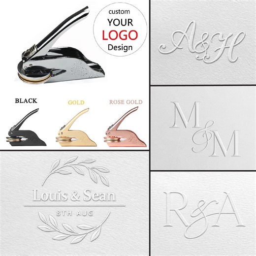 Custom Monogram Wedding Embosser -wedding Initial Monogram Metal Seal Stamp, Wedding Stationery, Wedding Envelop Embosser, Logo Stamp - Etsy