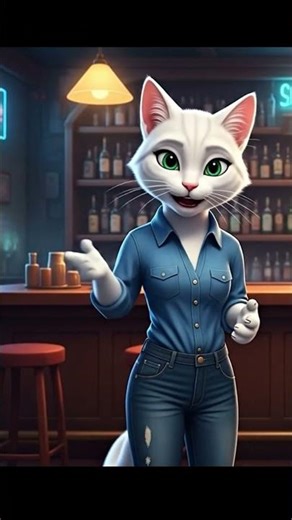 🐈Cat in the bar 🍻 #youtubeshorts #cinematicshorts #shortfilm #aianimals #animation