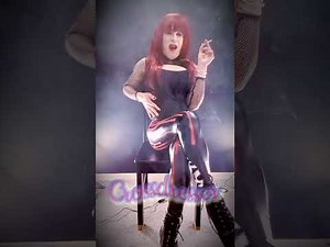 Crossdresser smoking #justjanehavingacigarette 💓💕💖💕 Pvc pants, red hair & makeup smoking my Cigaette
