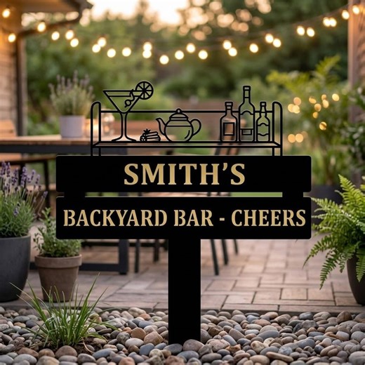 Personalized Backyard Bar Metal Sign, Custom Name Outdoor Bar Decor, Cocktail Patio Sign Gift for Home Bar - Etsy