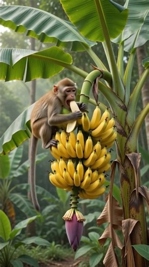 😲😲The Magical Life Cycle of a Wild Banana Tree | Jungle Life & Monkey Feast 🍌🌱🐒
