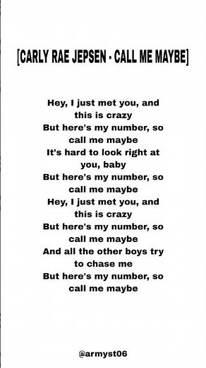 Carly Rae Jepsen - Call Me Maybe (lyrics)