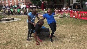 3.4K views · 99 reactions | 'Sticky Shoulders' - a Primal Play game. The most interesting form of workout equipment is another human being - it sure makes it much more stimulating and engaging! Here is a demo with the inspirational 'Mr Casino Royale' - Sebastien Foucan and others at the Super Saturday of Sport yesterday. #PrimalPlay | The Fitness Explorer - Darryl Edwards | Facebook