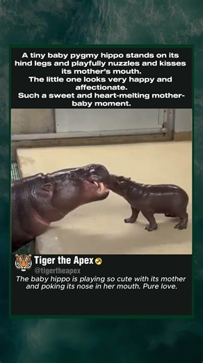 Baby Pygmy Hippo Playing with Mom #hippo #cuteanimals