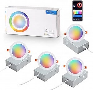 Smart LED Recessed Lighting Ultra Thin 6 Inch WiFi LED Recessed Lighting Smart Downlight 12W 1260LM with Junction Box Compatible with Alexa,Google Assistant(6 Inch-4 Pack)