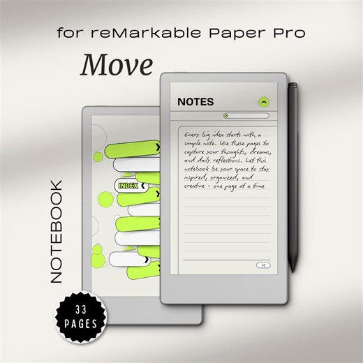 Notebook for Remarkable Paper Pro Move | Remarkable Notebook / Notes | Digital Notebook for Paper Pro Move | Remarkable Template Notebook - Etsy