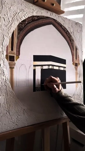 Easy Kaba Sharif painting tutorial for beginners #islamicvideo #muslim #arabicart #art #ytshorts