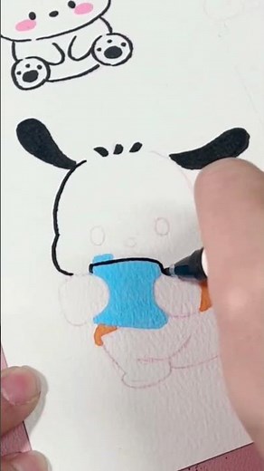 簡単ステップ！カメラを持ったポチャッコ風かわいい犬の描き方イラスト 🐶📸✨