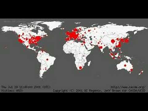 Spread of the Code Red version 2 internet worm