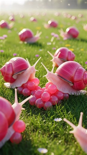 The process of golden apple snails laying eggs is so cute.