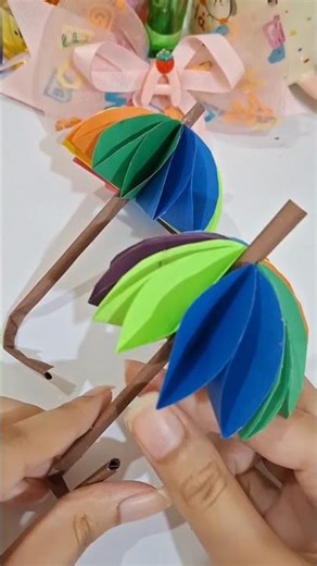 ☂️ How To Make an Umbrella with Colourful Papers | Easy Craft 🌈✨