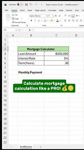 Calculate mortgage calculation in excel! #excel #exceltips #exceltricks #spreadsheet