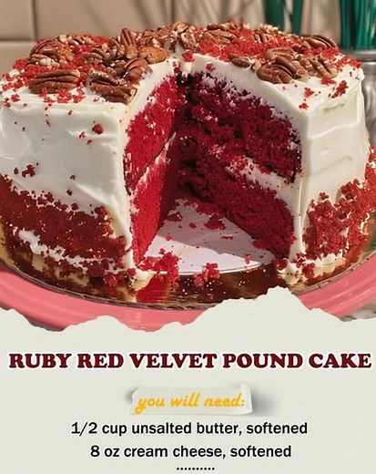 2.8K views | Ruby Red Velvet Pound Cake ⭐ Ingredients 1 cup butter...
