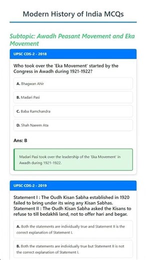 Awadh Peasant Movement and Eka Movement