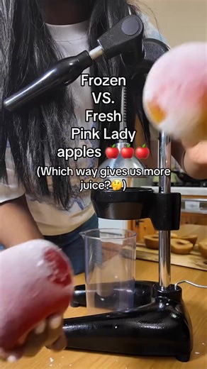 49K views · 638 reactions | Juicing Fresh vs. frozen pink lady apples  which way do you think gave us more juice? What fruit should I test next? . . . #juicing #apple #castironjuicer #amazonfinds #freshfruit | I love juice | Facebook