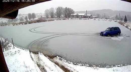 Failed Ice Stunt Car Breaks Through Frozen Water 🎬 This video was produced by Network Media and The Astrit Channel | Prompted Daily