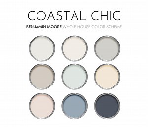 Coastal Chic Benjamin Moore Paint Palette, Paint Colors for Home, Cottage Neutrals, Timeless Beach House, Classic Coastal, White Heron - Etsy