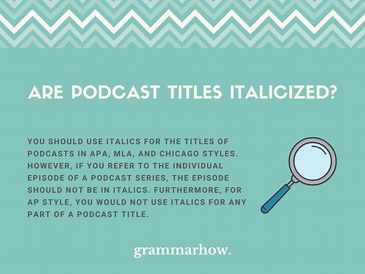 Are Podcast Titles Italicized? (APA, AP, MLA, and Chicago)