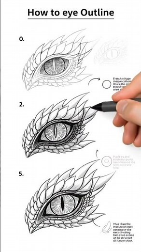how to draw dragon eye outline basic to advance