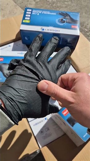 HOEGERT WUSSOW disposable nitrile gloves with diamond texture, black (100 pcs/pack) XL (HT5K774-XL)