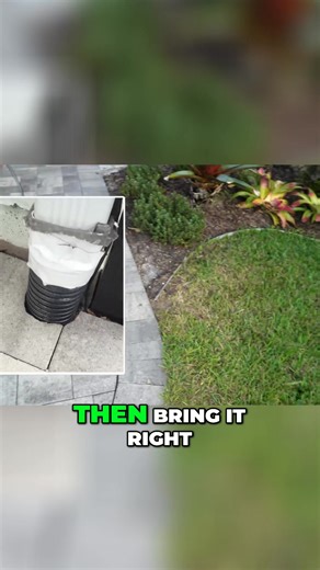 See how attaching a pipe to the gutter and directing it to the lowest part of the yard helps with drainage. The elevation pitch ensures water flows away effectively, keeping the lawn and garden healthy. #YardDrainage #Gutters #Landscaping #HomeImprovement #GardenCare | Construction Landscape Company with Designs by Jennifer Bevins