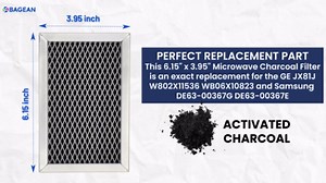Microwave Charcoal Filter 6.15” x 3.95” for JX81J WB02X11536 WB06X10823 GE Microwave Filter Replacement - Vent Carbon Filter Freshens and Filters Kitchen Air in Over-The-Range Oven Stove Fan (2-Pack)